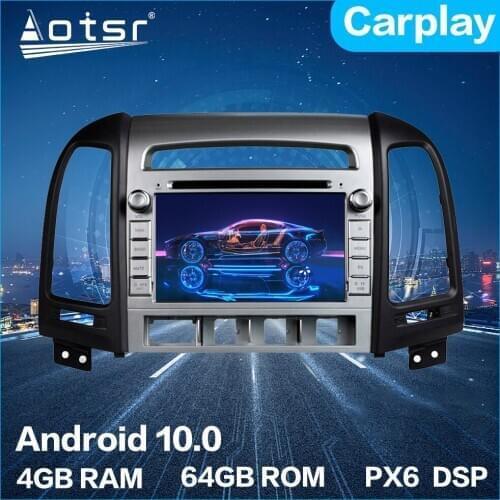 Android Multimedia For Hyundai Santa Fe 2006-2011 GPS Navigation New10.0 4G 64GB PX6 Auto Stereo radio DVD Player DSP Carplay
