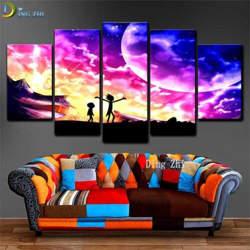 5 Piece Diamond Painting Fantasy Sky Cartoon Diamond Embroidery Full Round 3D Cross Stitch Square Drill Multi-Puzzle Home Decor