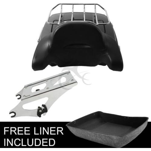 Motorcycle Chopped Pack Trunk Backrest Two Up Rack For Harley Tour Pak Touring Road King Street Electra Glide 2014-2018 16