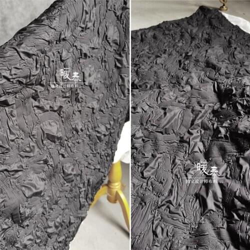 Bubble Pleated Fabric Reprocessed Concave convex Black Circular Texture DIY Patches Decor Shirt Skirt Dress Designer Fabric