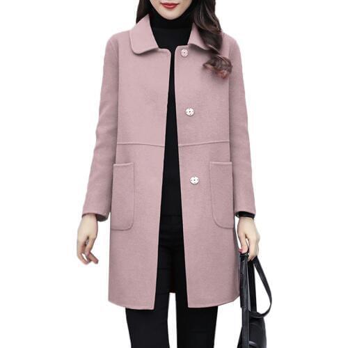 2020 New Women Outerwear Autumn Winter Clothing Fashion Woolen Blends Slim Female Elegant Woolen Coat Large size Casual Tops 256