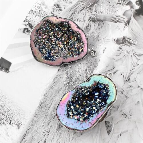 2021 NEW Raw Rock Mineral Agates Necklaces Irregular Geode Crystals Natural Agat Quartz Pendant Necklaces Reiki Healing