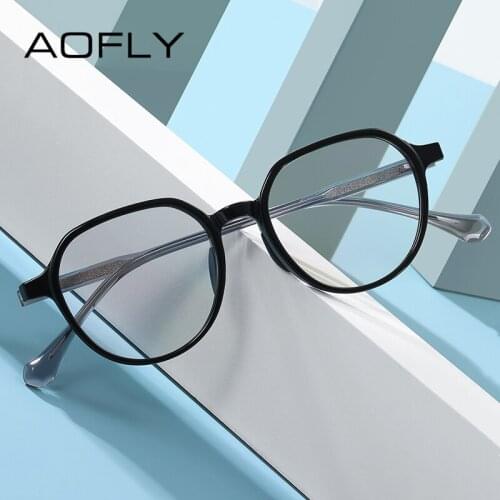 AOFLY Blue Light Glasses Women Computer Gaming Round Glasses Men Transparent Optical Eyewear Frame Anti-Fatigue Eyeglasses UV400