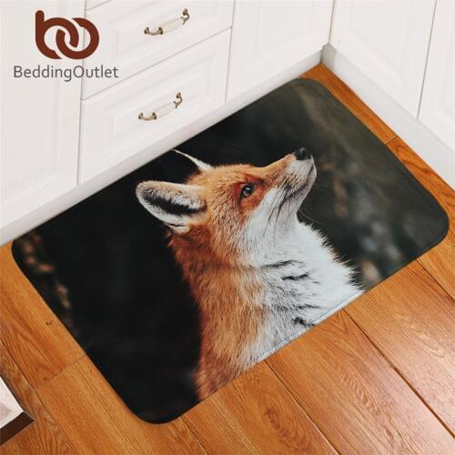BeddingOutlet Fox Rectangle Area Rug 3D Print Living Room Carpet Wild Animal Anti-slip Bath Mat Floral Tribal Doormat Dropship