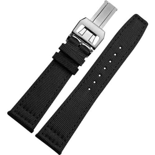 20mm 21mm 22mm Green Black Nylon Leather Watch Strap Canvas Watch band For IWC PORTUGIESER CHRONOGRA Mark Bracelet