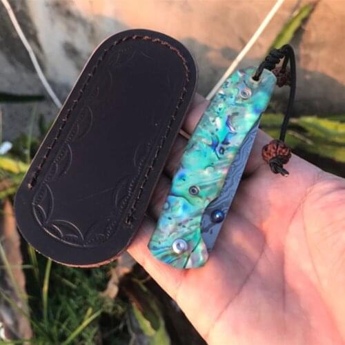 Handmade Folding Knife VG10 Damascus Blade colored shell Handle Pocket Knife Survival Camping Hunting Tactical Knives EDC Tools