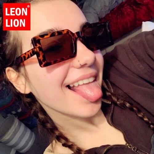 LeonLion Retro Rectangle Sunglasses Women Luxury Glasses for Women/Men Vintage Square Eyeglasses Women Mirror Oculos De Sol
