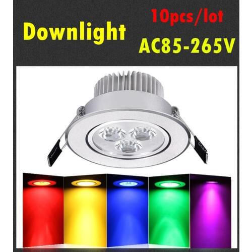 10pcs LED Downlight 3W 4W 5W 7W LED Ceiling Down Lights Recessed LED Downlight Red Blue Green Yellow Purple AC85-265V