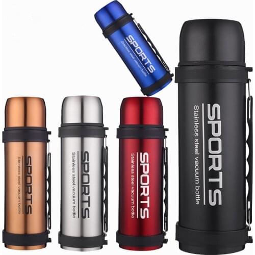 Large capacity stainless steel thermos outdoor travel sports personality hot water cup portable insulation vacuum cup 1.5L / 2L