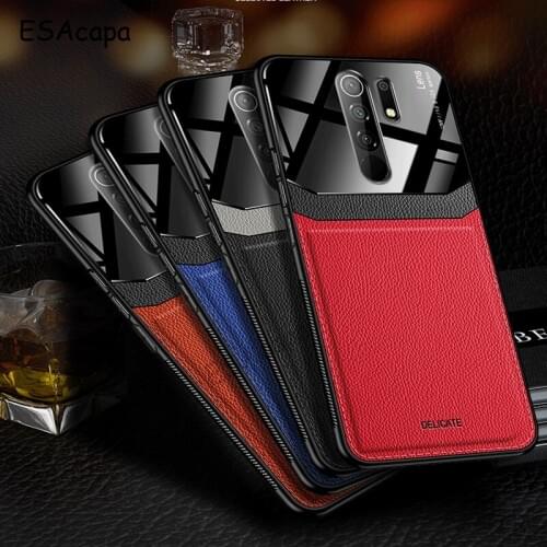 PU Leather Plexiglass Shockproof Phone Case For Xiaomi Redmi 9 9A 9C Note 9 Pro Max 8 Pro 8A Note 8T 8 7 Soft Frame Back Cover