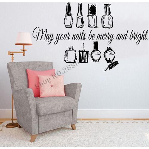 Nail Salon Quote Wall Sticker Nail Art Wallpaper Manicure Pedicure Store Beauty Salon Creative Wall Decals Removable Vinyl LC710