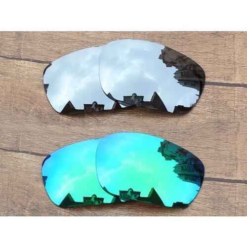 Vonxyz 2 Pairs Chrome Mirror & Jade Mirror Polarized Replacement Lenses for-Oakley Jawbone Frame