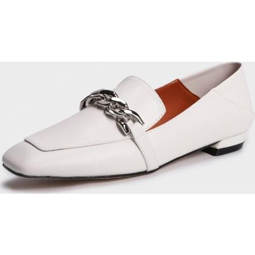 2021 Summer Autumn New Womens Flat Shoes Square Toe Thick Heel Metal Buckle Comfortable Everyday Shoes Women