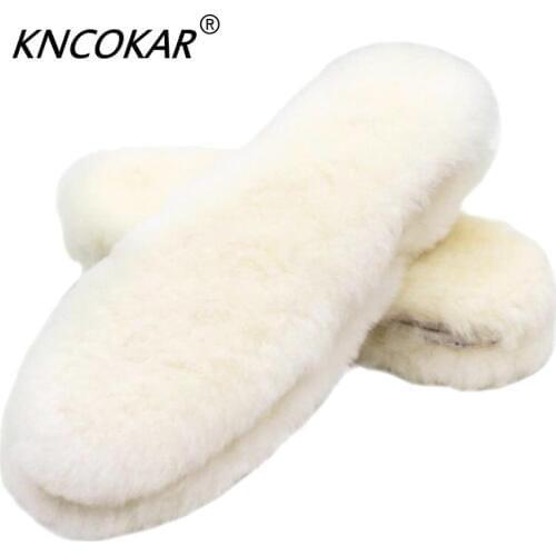 KNCOKAR 1 pair Wool insole winter pure wool fur integrated for both men and women warm snow boots insole Size 34 - 45
