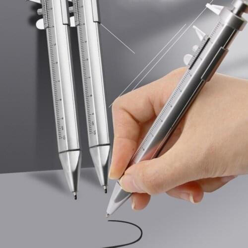 10Pcs 1.0mm Metal Nib Ball Point Pen with Caliper Plastic Kids Stationery Rollerball Pen for Classroom