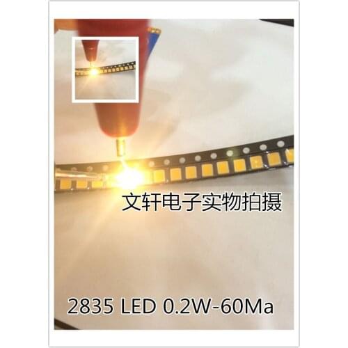 100pcs/2835 SMD Luminous tube LED Lamp bead 2835 Warm white light 2835 0.2W