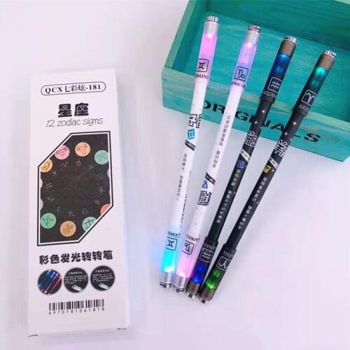 12pcs/box Constellation Glow Turn Pen Bright Pen Beginner Turn Pen With The Same Paragraph Bright Colorful Bright Pen Stationery