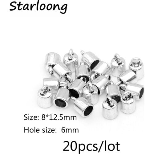 20pcs/lot antique silver plated zinc alloy round charm bead caps leather cord end caps DIY Jewelry making for bracelet necklace