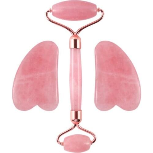3Pcs/Set Natural Massager Guasha Jade Roller Set Anti Aging Stone Roller Facial Massage Roller