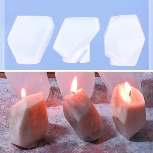 3D Geometric Stone Shape Candle Mold Silicone Mold DIY Aroma Wax candles Craft Mould Resin Soap Molds Candle Making Candle Mould