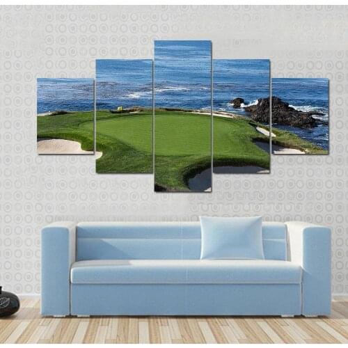 5 Pieces Wall Art Canvas Painting Nature Scenery Pebble Beach Golf Modular Bedroom Decoration Pictures Nordic For Home
