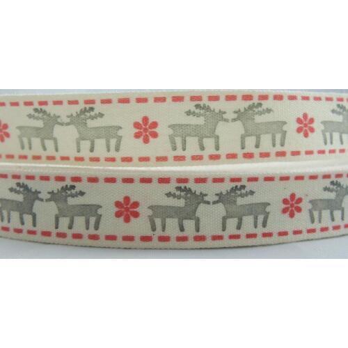 5yards 5/8 inch 15mm Cotton Ribbon Deer Christmas Ribbon Set for Sewing & Packing DIY Zakka Handmade Tapes Printed Ribbon X17
