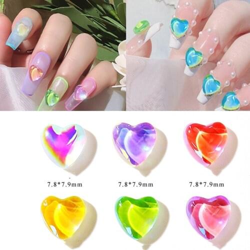 50pcs New 2021 Strass 3D Nail Art Rhinestone Glossy Crystal Stones Mocha Night Light 8MMX8MM No- Hotfix Rhinestone (Color:Mocha