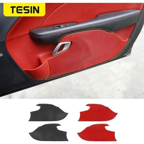 Carbon Fiber Interior Accessories For Dodge Car Door Anti-kick Anti-dirty Protective Panel Stickers For Dodge Challenger 2015 UP