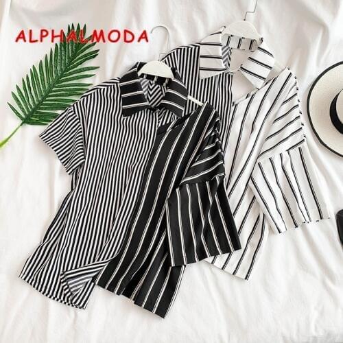 ALPHALMODA Short Sleeve Shirts For Women
