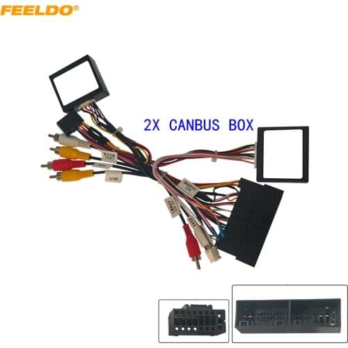 FEELDO Car 16pin Audio Wiring Harness 2 Canbus Boxes For Hyundai Santafe IX45 Support Amplifier Stereo Installation Wire Adapter