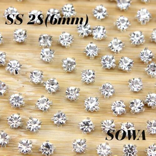 Free Shipping 72pcs/lot ss28(6mm) Silver Loose Crystal Sew On Beads for DIY Jewelry Making