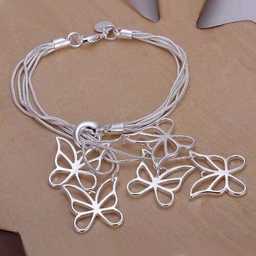Free shipping 925 sterling silver jewelry bracelet fine graceful butterfly pendant top quality wholesale and retail SMTH027