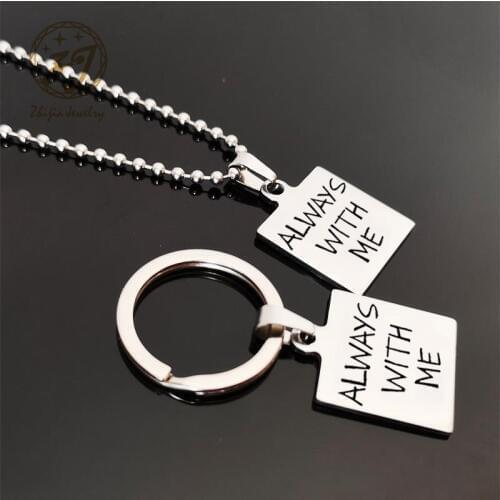 Letter Always with me 316L Stainless Steel Necklace For Women Man Shinning Silver Color Pendant Necklace Engagement Jewelry