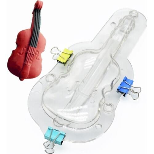 Hot Sale DIY 3D Guitar Plastic Chocolate mould Baking Tools Mold DIY Violin Candy Jelly Mold Cake Decorating Molds Pastry Tools