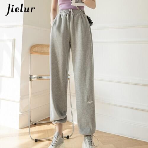 Jielur Spring 2021 New Pants Women 4 Colors Loose Comfortable Sports Harem Pants Drawstring Casual Sweatpants Female Trousers