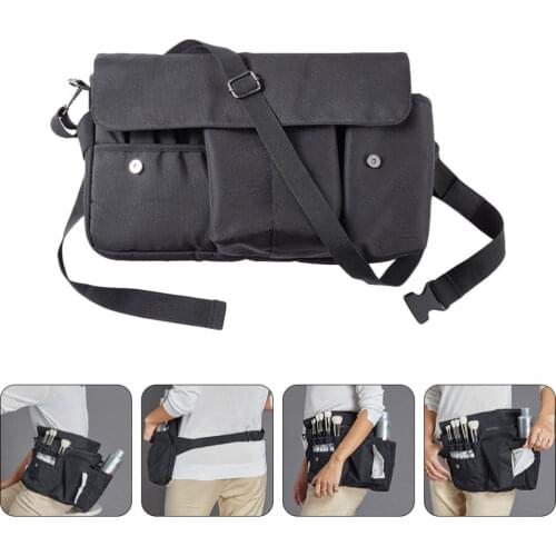 Pockets Professional Cosmetic Makeup Brush Bag Organizer with Artist Belt Strap