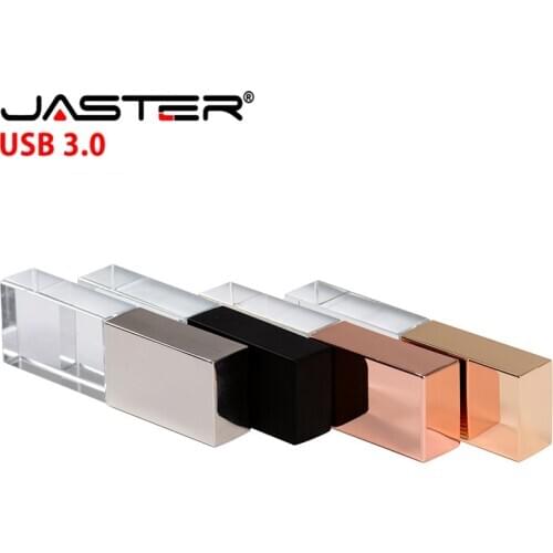 JASTER new Crystal USB Flash Pen Drive Custom Logo cle USB 2.0 4gb 16GB 32GB 64GB Wedding Gift Pendrive (Over 10pcs Free logo)