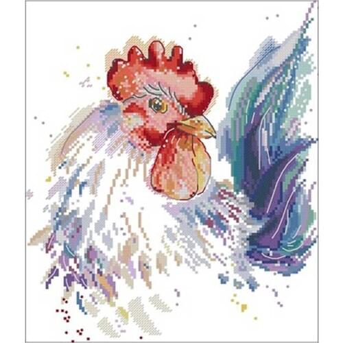 Watercolor rooster patterns Counted Cross Stitch 11CT 14CT 18CT DIY Chinese Cross Stitch Kits Embroidery Needlework Sets