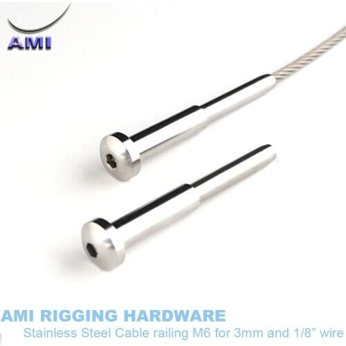 Cable Railing Kits SS316 for 3mm and 1/8" Wire (1pc Dome Head Tensioner +1 pc Swage Stud )Wire Rope End Fitting Deck Railing