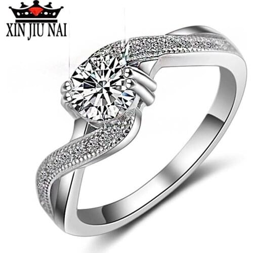 New platinum-plated and color-preserved diamond carat rings in Europe and America, exquisite jewelry, wedding diamond rings