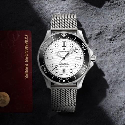 Pagani Design 2021 Fashion Automatic Diving 100M Mens Mechanical Watch NH35A Movement Wave Dial Mens Sports Watch waterproof