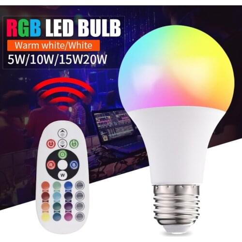 RGB E27 Smart Contro Atmosphere Lamp Led Dimmable 5W 10W 15W RGBW Led Lamp Colorful Changing Bulb Led RGBW White Decor Home
