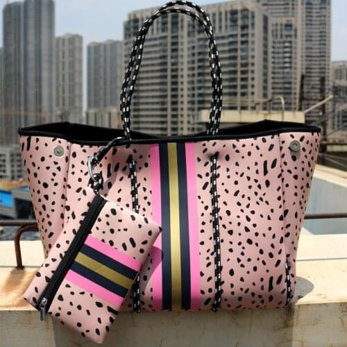 Luxury Diving Fabric Neoprene Breathable Shoulder Handbag 2021 Summer Casual Tote Bag Top-Handle Bags Beach Shoulder Bags