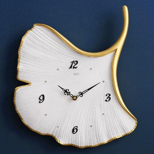 Modern Large Wall Clock 3d Gold Decoration Living Room Luxury Clocks Wall Home Decor Creative Leaf Clocks