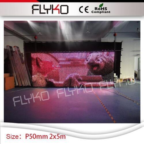 DJ stage hot sales P5cm 2x5m led video curtain play film, cartoon,image etc