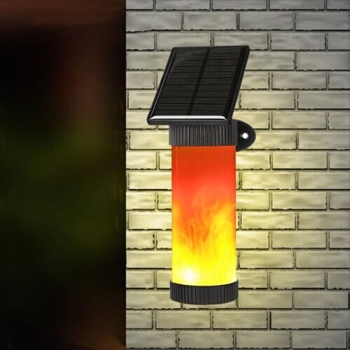 Solar Flame Lamp Outdoor Garden Patio Flickering Flame Wall Light Solar Powered Wall Mounted Landscape Lights For Yard Porch