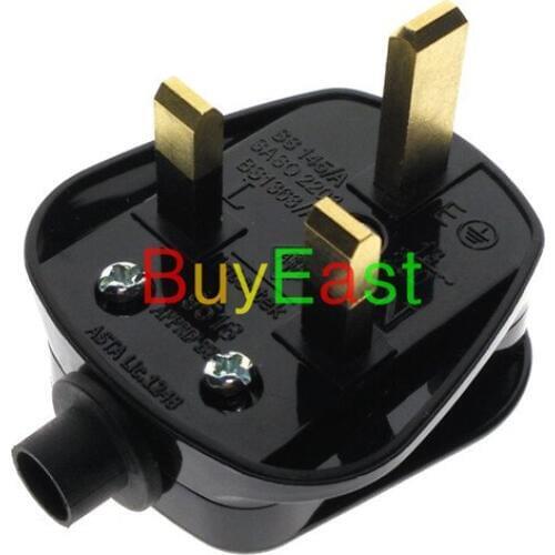 UK Ireland Cyprus Malaysia Singapore BS1363 13A Rewireable Plug /with cord protecting ring Black Color