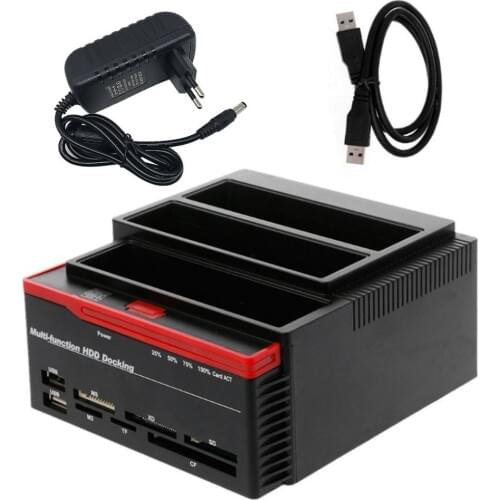 All in 1 USB 3.0 to SATA IDE External High Speed Hard Drive Card Reader Multifunctional HDD Dock Base UK/US/EU plug