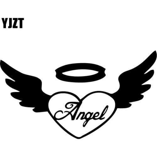 YJZT 17.5X10CM Angel Wings Heart Art Vinyl Decal Decoration Car Sticker Accessories C25-1028