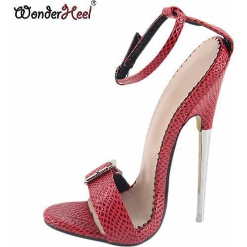Wonderheel summer Extreme high heel 16cm/18cm Stiletto heel Sexy fetish High Heel ankle straps fashion style women sandals